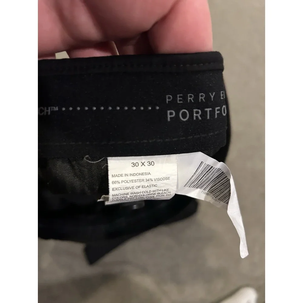 Perry Ellis Portfolio‎ Dress Pants Men's 30x30 Black Flat Front Polyester